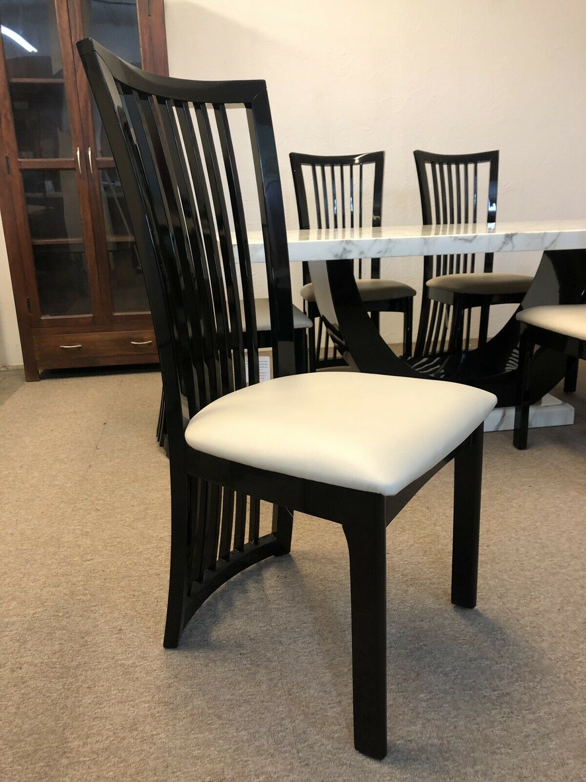 Castial Black Curve Back Chairs sold in pairs Designer Marble